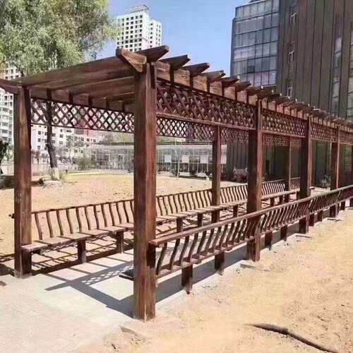 户外碳化防腐木葡萄架木方爬藤花架长廊可定简易车棚凉亭庭院露T&