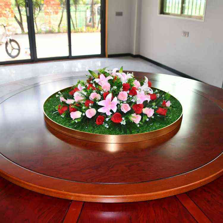 餐桌假花大圆桌中间装饰花摆件人造花圆形转盘绢花草坪草毯花