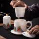 羊脂玉白瓷茶水分离高档轻奢泡茶杯陶瓷办公室过滤个人专用茶杯