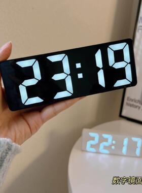 Mirror Digital Alarm Clock Table CSnooze Night LED Clocks