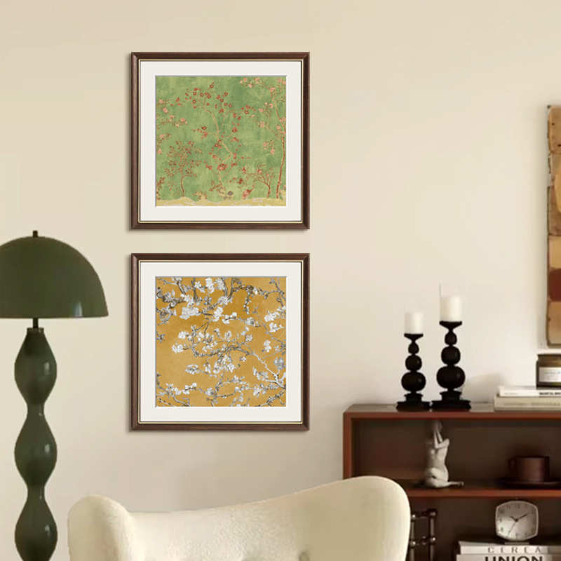 中古风喜上眉梢客厅装饰画餐厅中式禅意复古花鸟油画卧室床头挂画