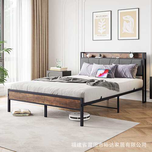 铁艺床双人床钢床铁架床加粗加厚铁床现代简约1.8米床宿舍床1.5