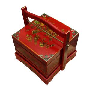 彷古代食盒中式饭盒木质喜事结婚庆陪嫁覆古装道具送餐手提篮多层