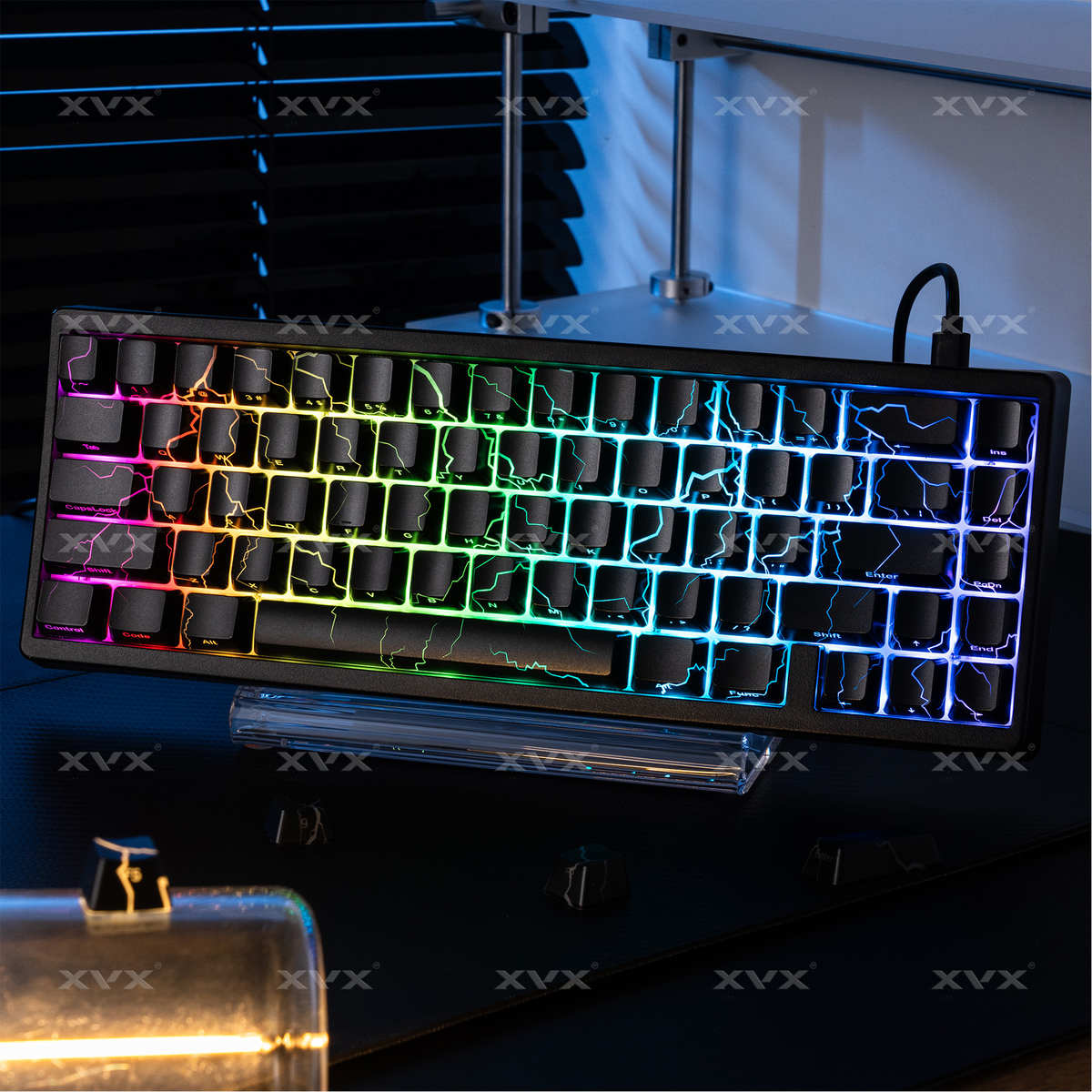 XVX 闪电纹2.0键帽IMD工艺侧刻图案透光客制化机械键盘帽woting60