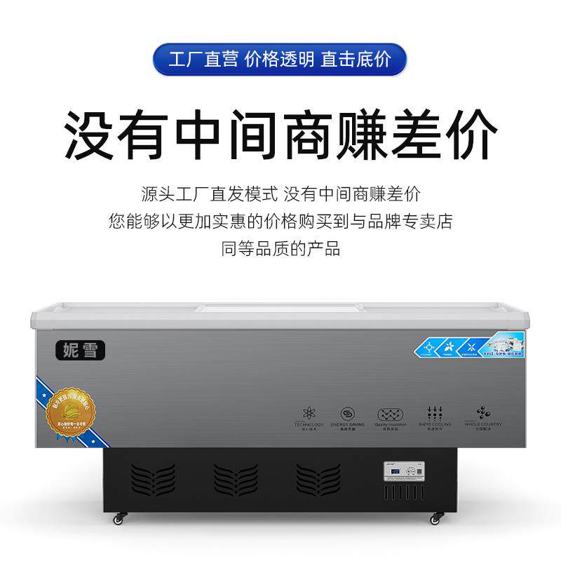 冰柜商用大容量冷柜冰箱冷藏展示柜保鲜冷冻两用岛柜卧式玻璃雪柜