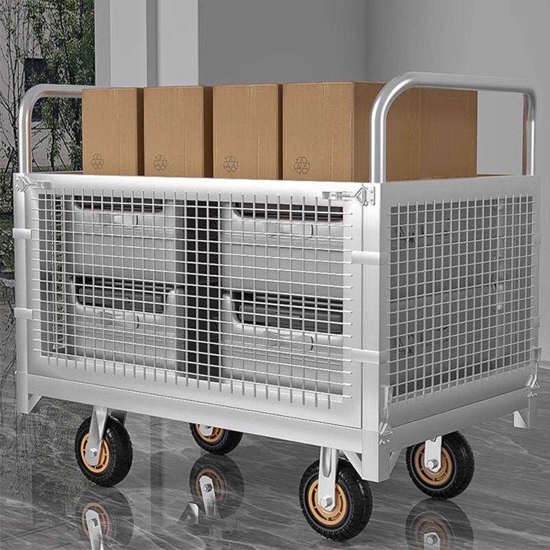 围栏手推车车搬运车拣货车带护栏平板车推货车拉货摆摊小推车