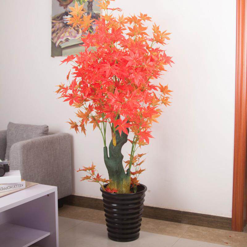 仿真绿植红枫树青枫树植物盆栽盆景大型客厅落地装饰假花塑料花图片