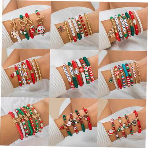 Christmas Bead Set Festival Gift Bracelet圣诞节手炼手饰