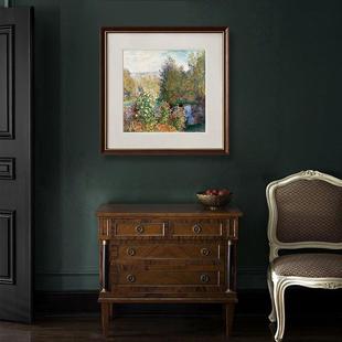 饰画 风景装 客厅挂画莫奈小众复古轻奢书房玄关沙发墙油画风格 欧式