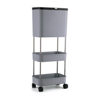 厨房垃圾桶家用多层大容量带盖滚轮可移动翻盖大号干湿分离收纳桶