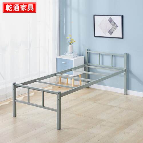 钢木床简约单层铁架床工地办公室学生宿舍公寓硬床板铁艺单人床