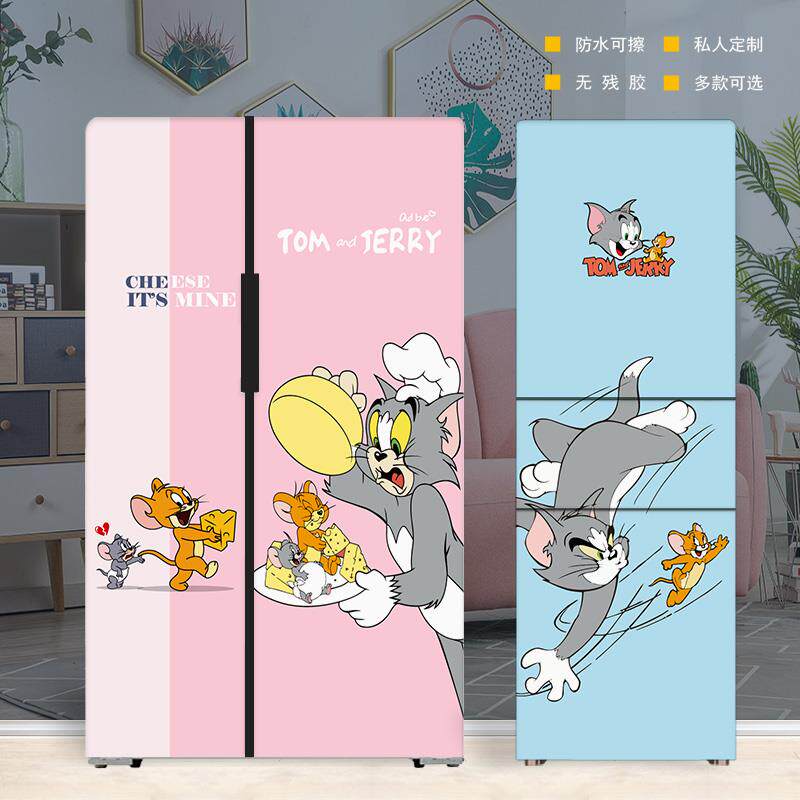 卡通自粘冰箱贴纸装饰贴画全贴创意侧面翻新全包防水网红定制防油