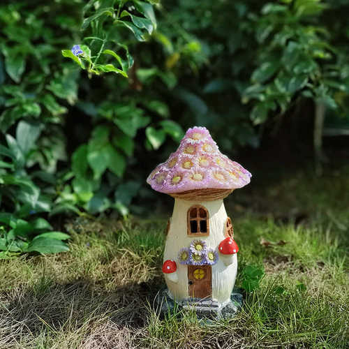 太阳能房景观装饰品子微树脂工艺品花园摆件灯蘑菇庭院跨境