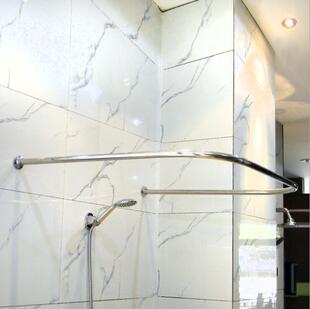 打孔款U形弧形浴帘杆加厚304不锈钢升级免打孔浴室杆圆U