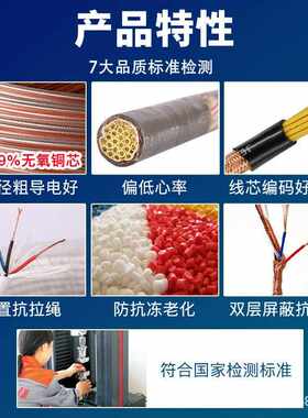 厂家纯智RVVP铜MAGA-102屏蔽线23达4芯1 1.5 2.5平方屏蔽控制信5