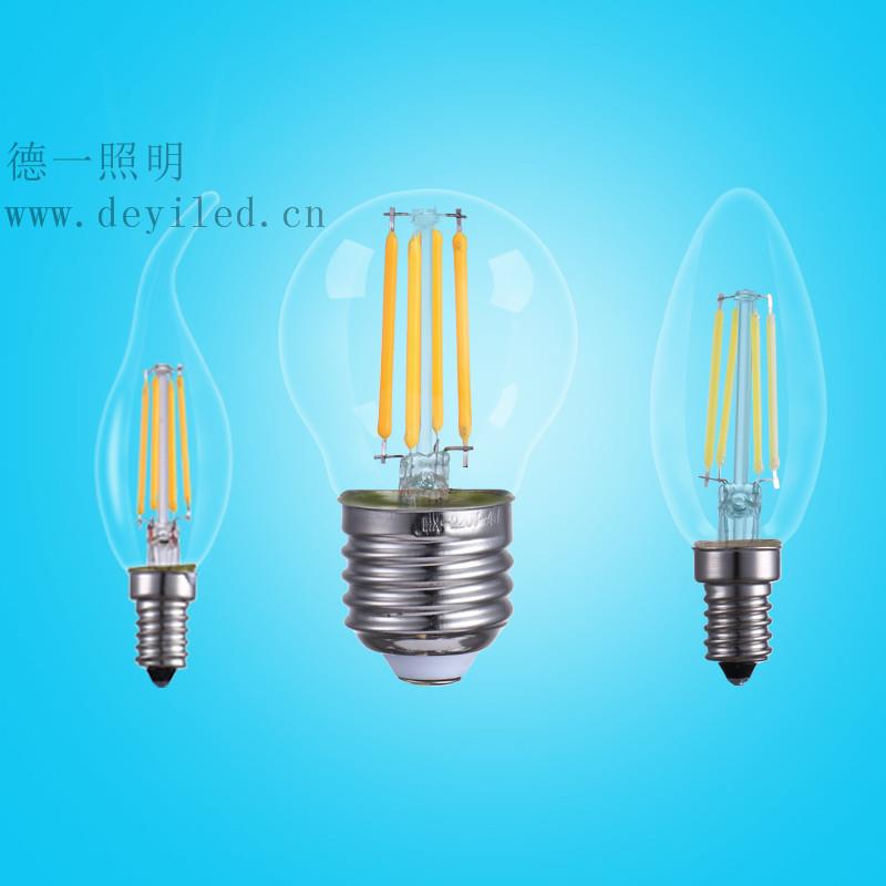 led灯丝灯泡220V蜡烛灯泡E14/E27螺口AC110V复古调光球泡灯无频闪