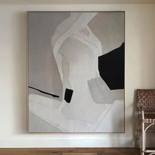 工画简约日 饰画浮客玄关挂画手 网红纯手绘油画.生 侘厅寂风装