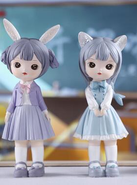 跨境工艺品元气少女树脂桌面摆件轻奢风装饰家居饰品结婚礼物