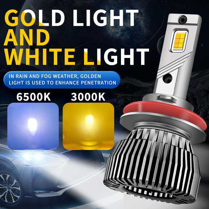 跨境120W双色led雾灯H11白光H3黄光9006双铜管h4大功率5202PSX26W
