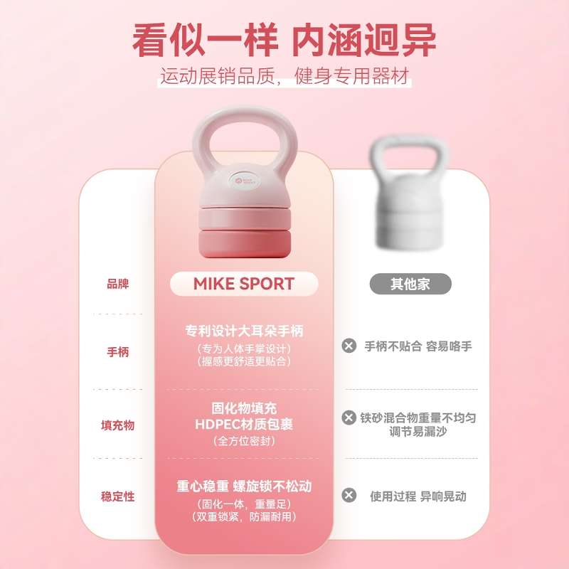米客壶铃小哑铃女士健身家用深蹲器材练手臂肌可调节重量减肥提壶