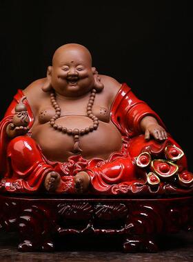 陶瓷弥勒佛摆件招财家居客厅装饰品大肚笑佛佛像工艺礼品摆饰办公