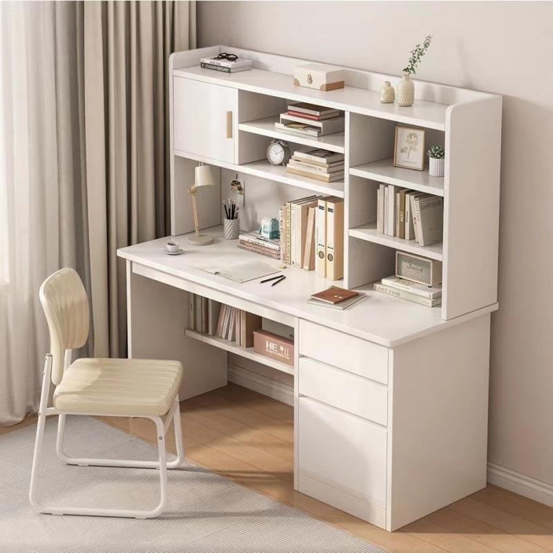 书桌简约学生家用电脑台式桌书桌书架组合一体桌卧室学习写字桌子