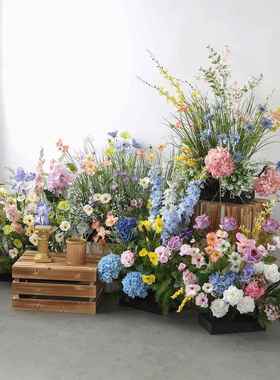 假店窗景观组合花DD102206造件景仿生花语植酒物装饰摆绿植橱室内