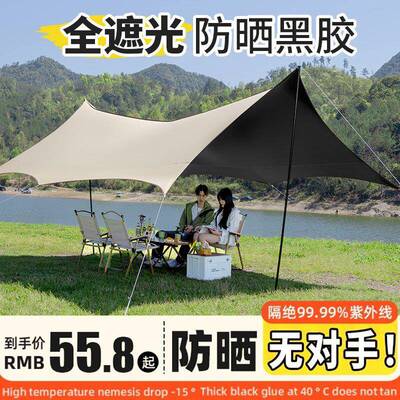 黑胶天幕帐篷户外可携式露营装备野营野餐防晒遮阳棚防雨防风八角