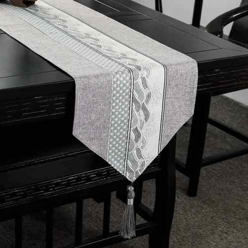 高档简约长现代桌旗中式古典餐桌布艺美式欧茶式几旗布电视柜条定