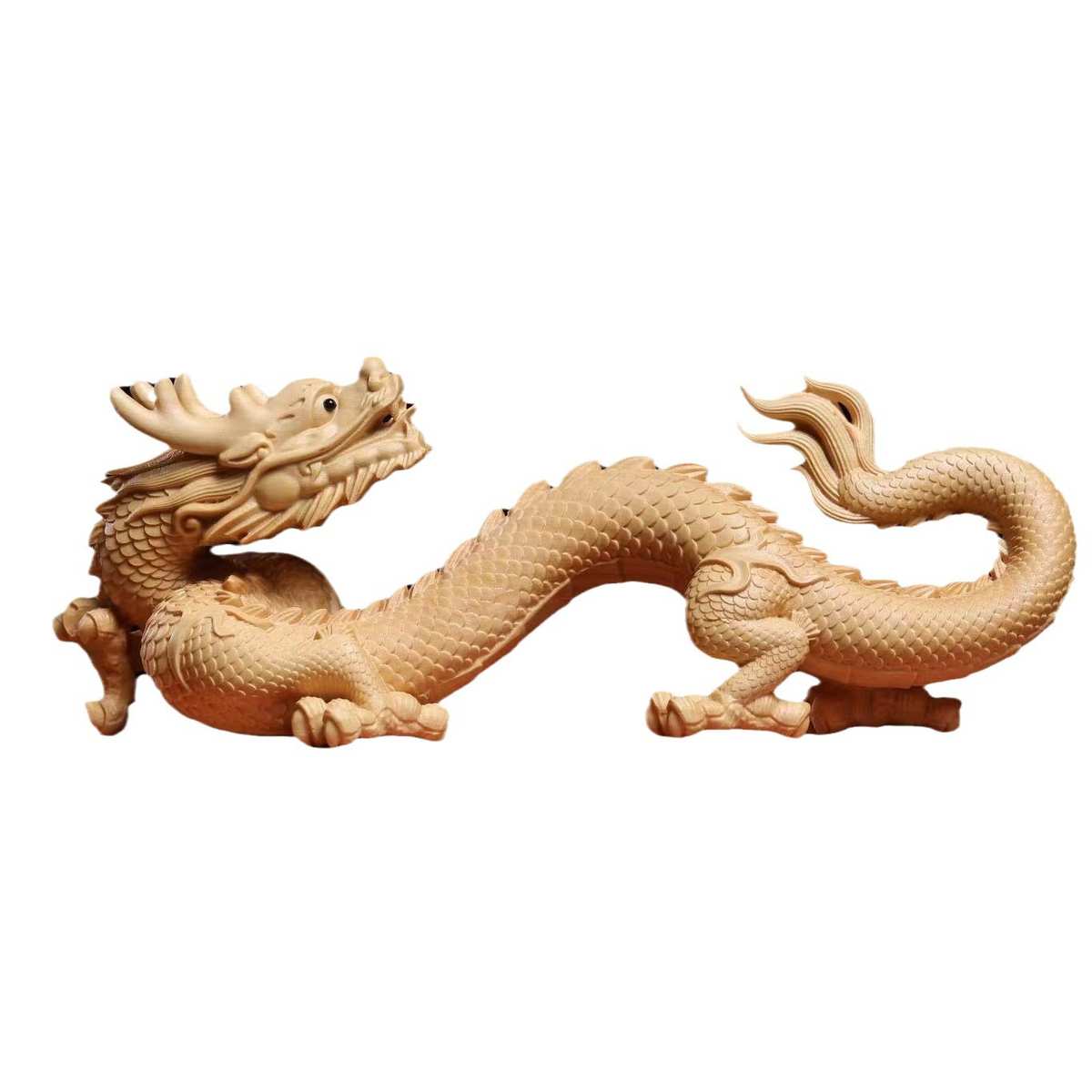 正宗小叶黄杨木雕刻生肖龙祥龙龙年雕刻摆件木制工艺品家居装饰品