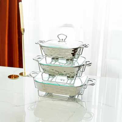 casserole金色石头纹烤盘长方形陶瓷烤盘加热干汤锅bake ware