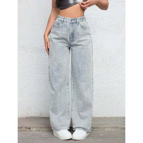 G 70479 High Waist Straight Jeans 腰直筒休闲女裤