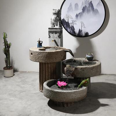 老旧石FYH石槽石头鱼花盆缸缸水槽庭院阳台流水景观组合牛石马猪
