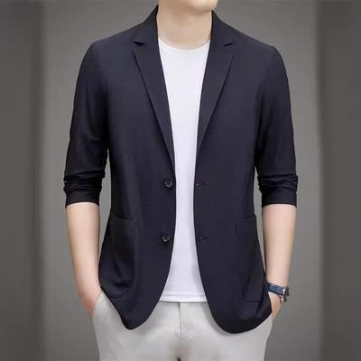22-C纯男色男士西服上衣男早新款外套休闲装男士商务男神范春外套