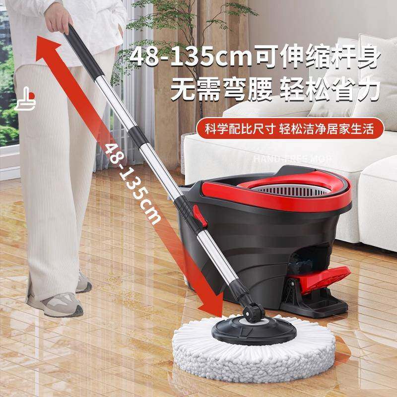 新款直销拖把桶套装家用便捷踩踏拖地拖布客厅卧室免手洗一拖净旋