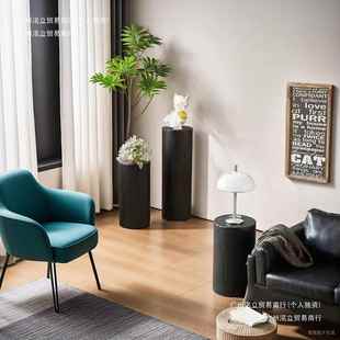 碳墩化黑根雕花架木展示展台地台圆形立柱台展示架店656花产品陈