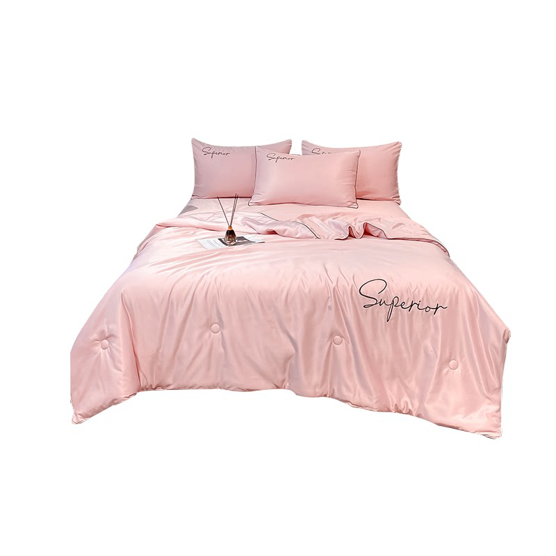 夏季水洗天丝夏被空调被芯四件套纯色双面冰丝夏凉被可机洗薄被子