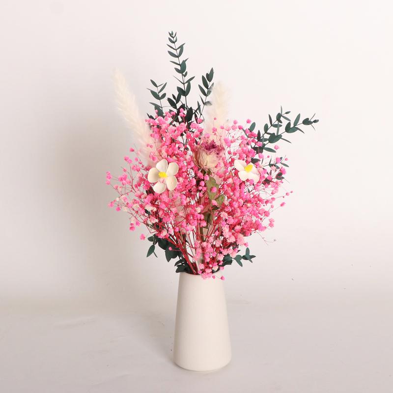 芦苇满天星玫瑰永生花花束客厅桌面阳台装饰摆件ins干花网红礼物