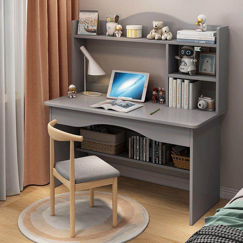 电脑桌书桌带椅子款家用学生写字学习桌子宿舍床边办公带书架组合
