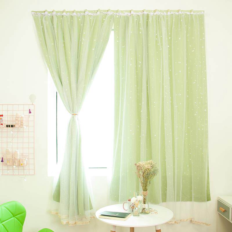送魔术贴免安装自粘飘窗阳台成品遮光卧室双层门窗帘子简约可定制