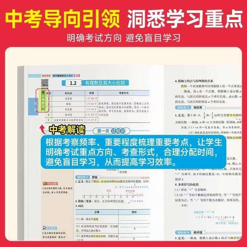 26版阳光同学初中基础知识大通关语数英小四门知识点必背大盘点