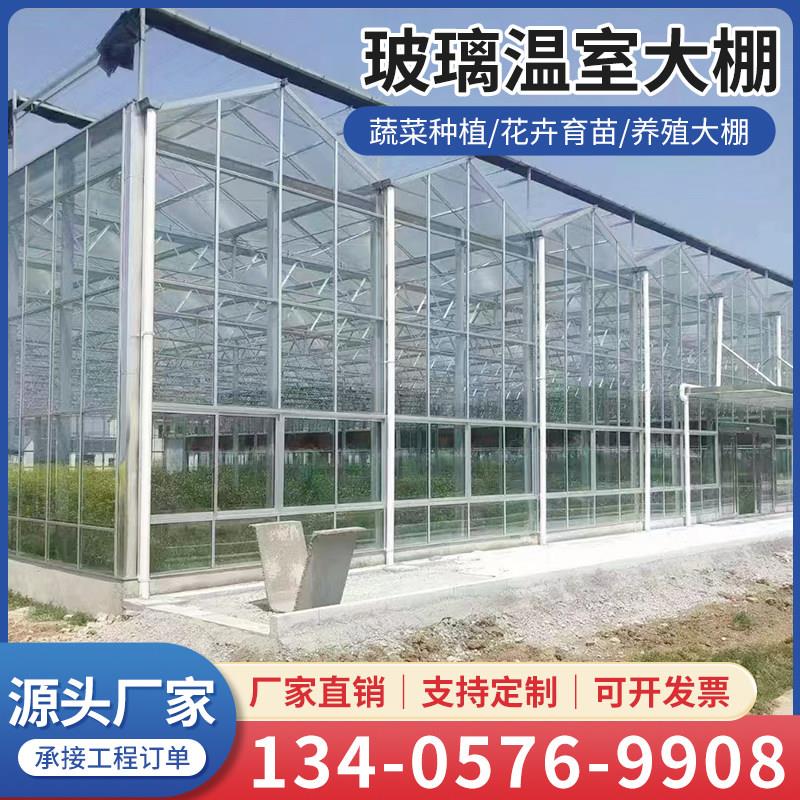 玻璃温室大棚骨架连栋连身大棚种植蔬菜花卉PC自动化玻璃大棚