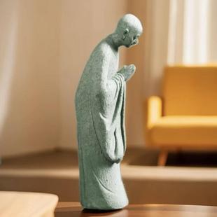 青砂石茶桌小和尚许愿僧行礼僧摆件花盆鱼缸假山庭院桌面禅意摆件