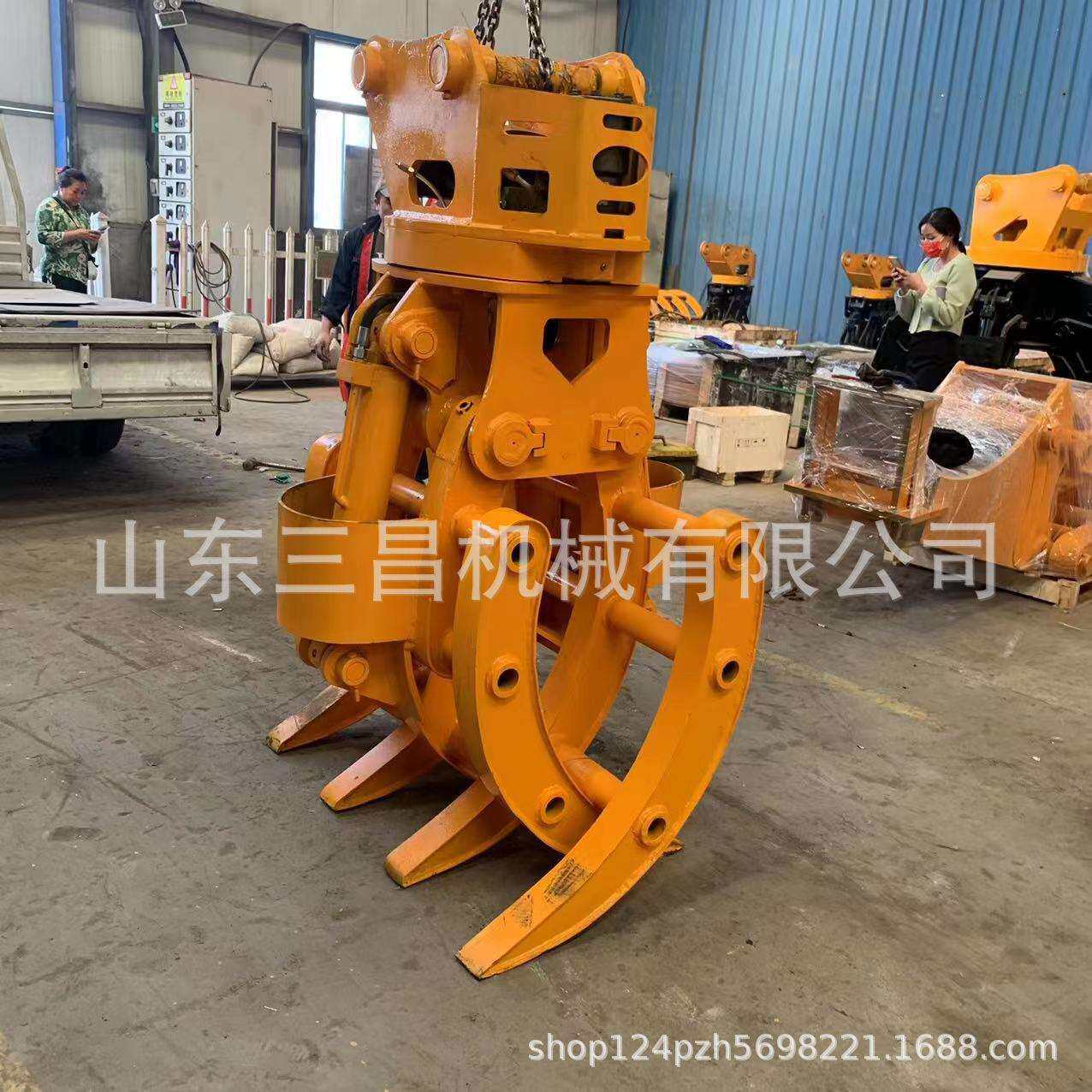 三昌机械+4旋转抱夹抓木器牧场搬运抓草器挖机斗改精钢爪子