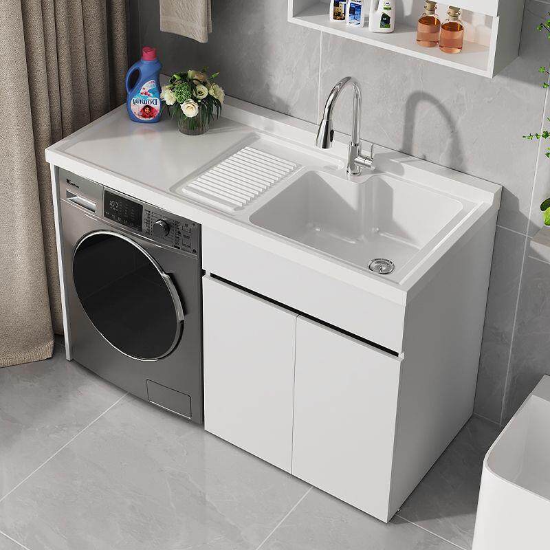 洗衣机阳台一体柜月光白组合洗衣柜洗衣池台盆伴侣带搓板脸盆