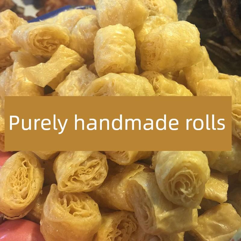 珠江地方传统手工皮卷原味豆腐皮卷三鲜配菜炒钟500克