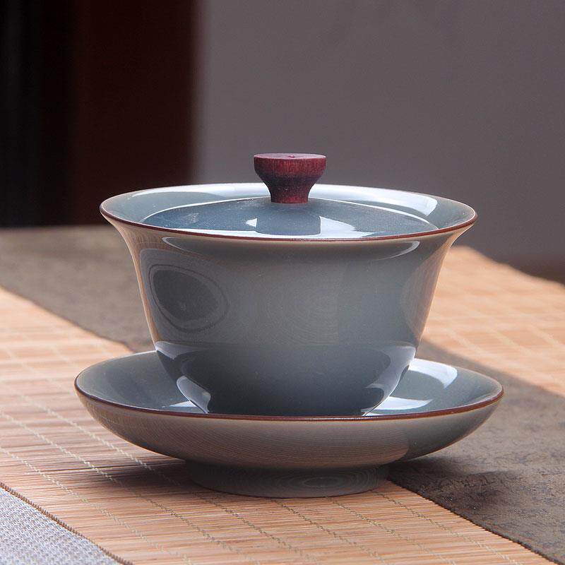 盖碗茶杯德化白瓷茶具大号敬泡茶碗青花瓷陶瓷手绘功夫单个三才碗