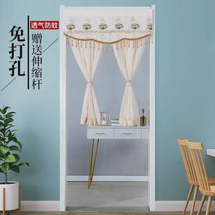 蕾丝门帘半截式半帘伸缩杆隔断帘卧室家用房间纱帘卫生间新款帘子