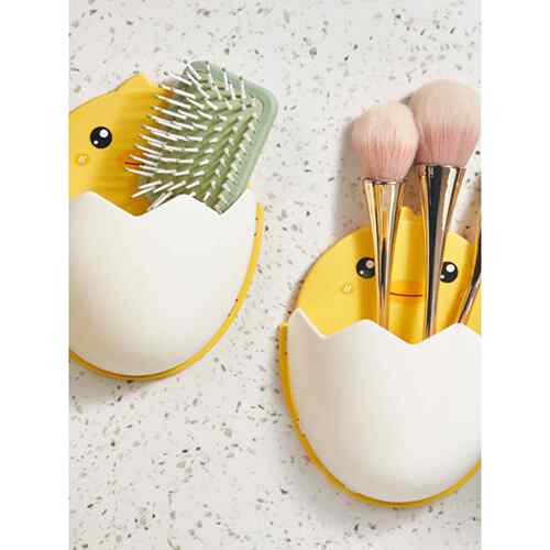 破壳鸡卡通置物架免打孔浴室壁挂式梳子收纳盒牙膏牙刷筒收纳架