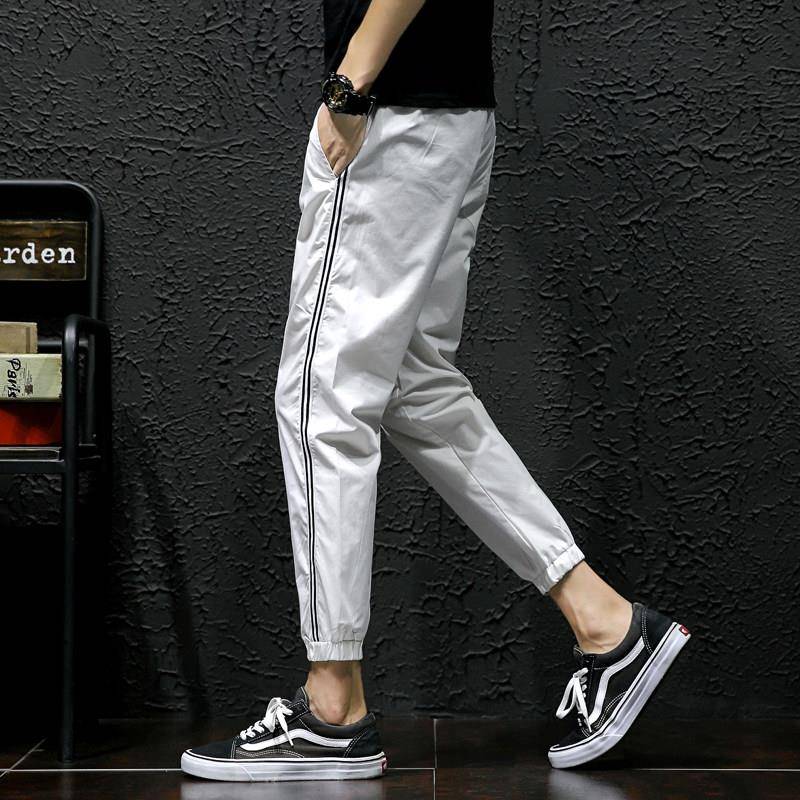 潮牌男裤子九分裤夏季冰丝运动裤大码韩版束脚休闲裤超薄速干裤子